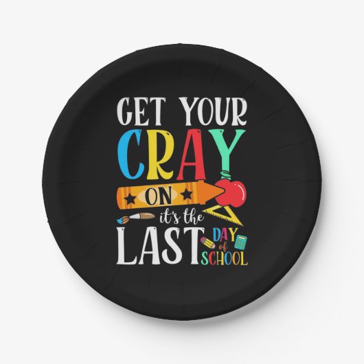 Leerkracht op laatste dag van de school papieren bordje (Voorkant)