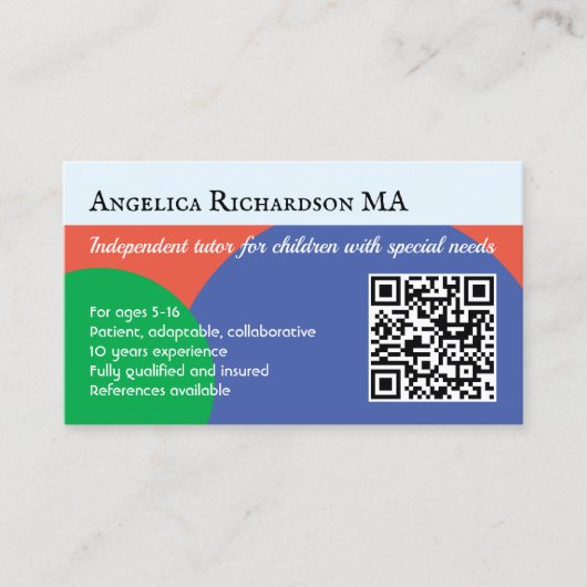 Leerkracht voor kinderen Speciale behoeften Lerare Visitekaartje (Voorkant)