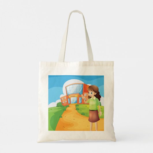 Leerkrachten aan de Canvas tas van de school (Achterkant)