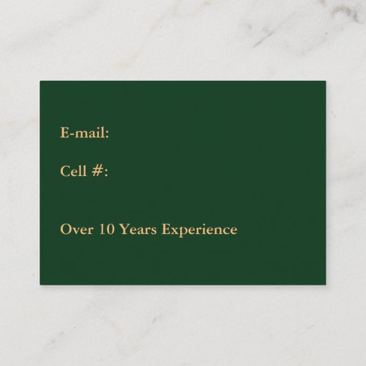 Leerkrachten assistent donkergroen met Sinaasappel Visitekaartje (Achterkant)