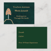 Leerkrachten assistent donkergroen met Sinaasappel Visitekaartje (Voorkant / Achterkant)