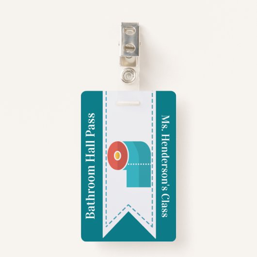 Leerkrachten Bathroom Hall Pass Badge (Voorkant met clip)