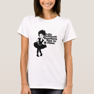 Leerkrachten hebben een klasse met een Fancy Nancy T-shirt