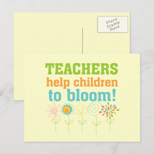 Leerkrachten helpen kinderen te laten bloeien briefkaart (Voorkant / Achterkant)