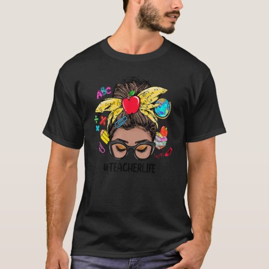 Leerkrachten in het leven Bun Black Women terug na T-shirt (Voorkant)