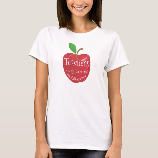 Leerkrachten inspirerend, enkele rode appel t-shirt (Voorkant)