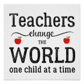 Leerkrachten inspirerend scriptcitaat en rode appe poster (Voorkant)