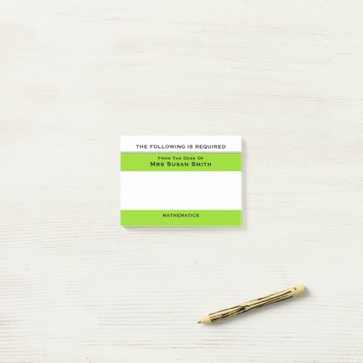 Leerkrachten, klasse, neemt Groene nota | Personal Post-it® Notes (Op bureau)