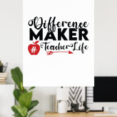 Leerkrachten Kunstverschil Trekker Leerleven Poster (Thuiskantoor)