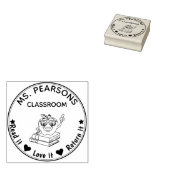 Leerkrachten leslokaalstempel met appel - houten s rubberstempel (Gestempeld)