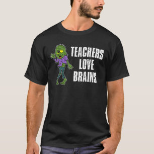 Leerkrachten Liefde Brains Zombie Cartoon T-shirt