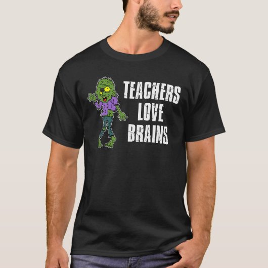 Leerkrachten Liefde Brains Zombie Cartoon T-shirt (Voorkant)