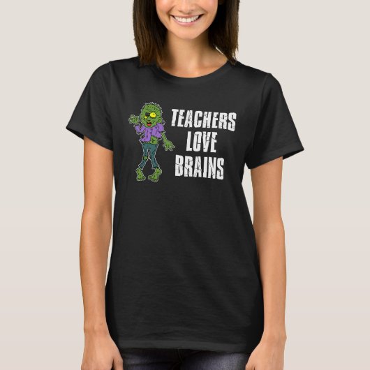 Leerkrachten Liefde Brains Zombie Cartoon T-shirt (Voorkant)