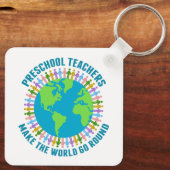 Leerkrachten maken de wereld draaiend sleutelhanger (Achterkant)