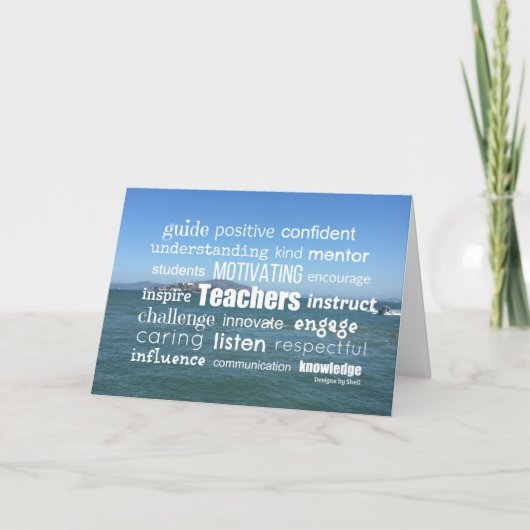 Leerkrachten Motivatie Word Art Kaart (Voorkant)