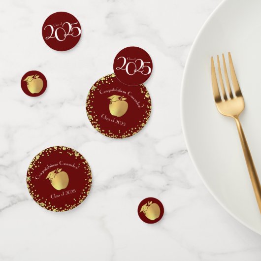 Leerkrachten Onderwijs Afstuderen Maroon Gold Confetti (Groep)