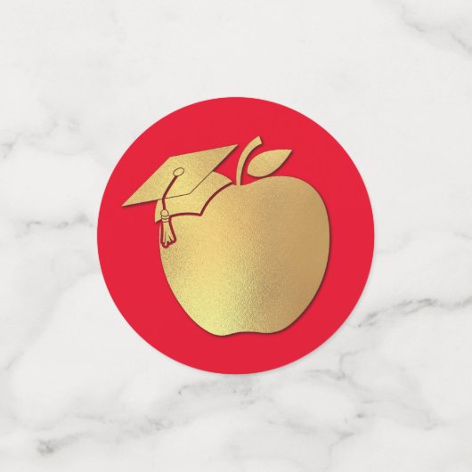 Leerkrachten Onderwijs Afstuderen Red Gold Confetti (Kleine voorkant)