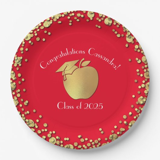 Leerkrachten Onderwijs Afstuderen Red Gold Papieren Bordje (Voorkant)