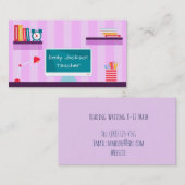 Leerkrachten Paarse strepen Visitekaartje (Voorkant / Achterkant)