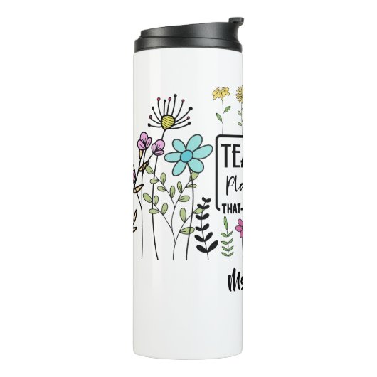 Leerkrachten Plant | Bloemen met de naam van de le Thermosbeker (Gedraaid links)