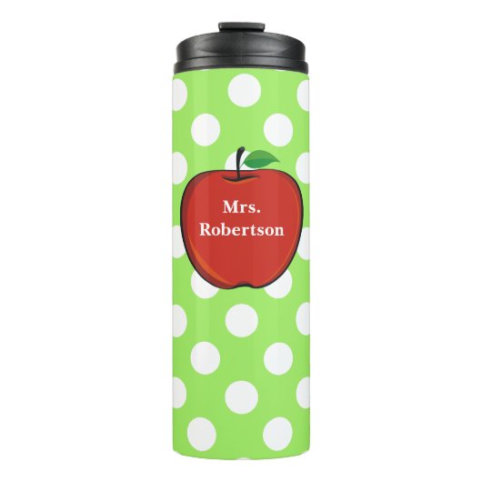 Leerkrachten Polka Dot Custom Thermal Tumbler Thermosbeker (Voorkant)