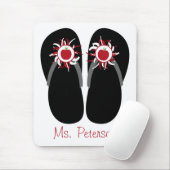 Leerkrachten Teenslippers met rode appels en pom-p Muismat (Met muis)