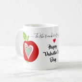 Leerkrachten Valentijnsdag kleurrijk hart en appel Koffiemok (Voorkant links)