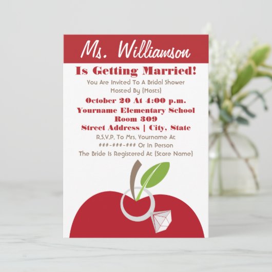 Leerkrachten Vrijgezellenfeest uitnodigen - Rood A Kaart (Staand voorkant)