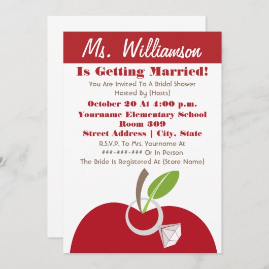 Leerkrachten Vrijgezellenfeest uitnodigen - Rood A Kaart (Voorkant / Achterkant)