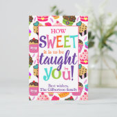 Leerkrachten waarderen hoe snoepkoek bedankkaart (Staand voorkant)