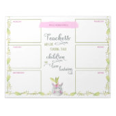 Leerkrachten Weekly Planner Cute Unicorn Potlood P Notitieblok (Voorkant)