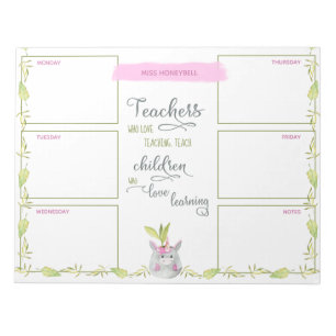 Leerkrachten Weekly Planner Cute Unicorn Potlood P Notitieblok
