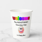 Leerkrachten welkom papieren bekers (Achterkant)