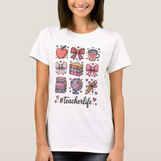 #LeerkrachtLeven Zoete Roze Coquette Strik School T-shirt