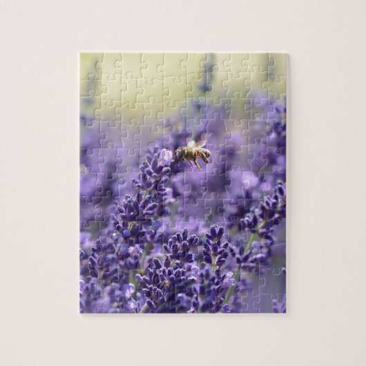 Leerlavender met bijen Paarse Floral Legpuzzel (Verticaal)
