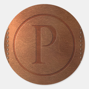 Leerlederen alfabet (P) Ronde Sticker