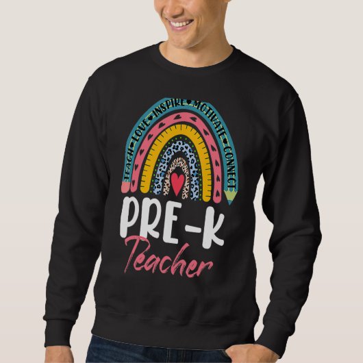 Leerleraar Boho regenboogstoot voor de prek terug Trui (Voorkant)