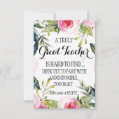 Leerleraar die waardering afgeeft Dank u Kaart (Voorkant)