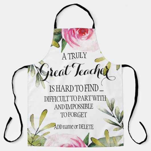 Leerleraar die waardering afgeeft Dank u Schort (Voorkant)