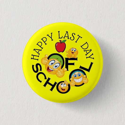 Leerleraar Happy Button op de laatste dag (Voorkant)
