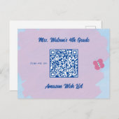 Leerleraar klaslokaal met aangepaste QR-code Briefkaart (Voorkant / Achterkant)