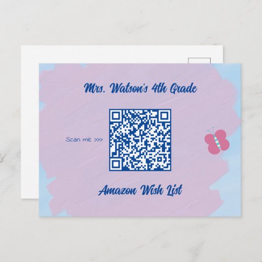 Leerleraar klaslokaal met aangepaste QR-code Briefkaart (Voorkant / Achterkant)