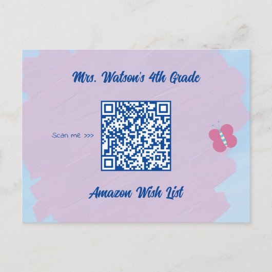 Leerleraar klaslokaal met aangepaste QR-code Briefkaart (Voorkant)