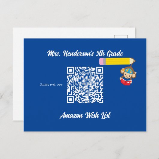 Leerleraar klaslokaal met QR-code Briefkaart (Voorkant / Achterkant)