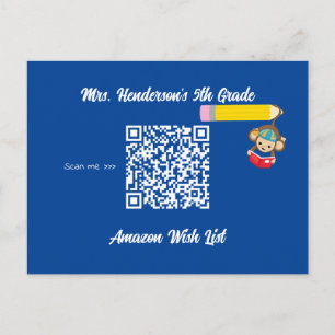 Leerleraar klaslokaal met QR-code Briefkaart