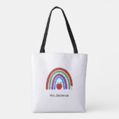 Leerleraar kleurrijke tuinregenboog tote bag (Achterkant)