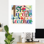 Leerleraar kunst eerste klas leraar poster (Thuiskantoor)