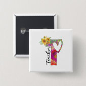 Leerleraar kunstkleerleraar vierkante button 5,1 cm (Voorkant /achterkant)