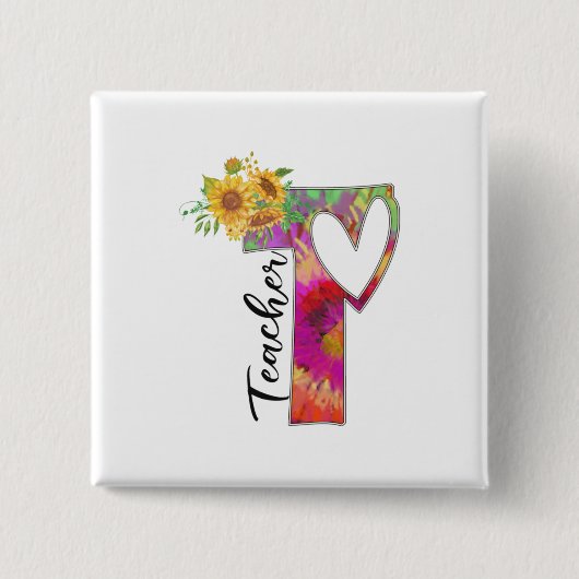 Leerleraar kunstkleerleraar vierkante button 5,1 cm (Voorkant)