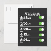 Leerleraar Leven Alarm Clock Early Bird Morning Sc Briefkaart (Voorkant / Achterkant)